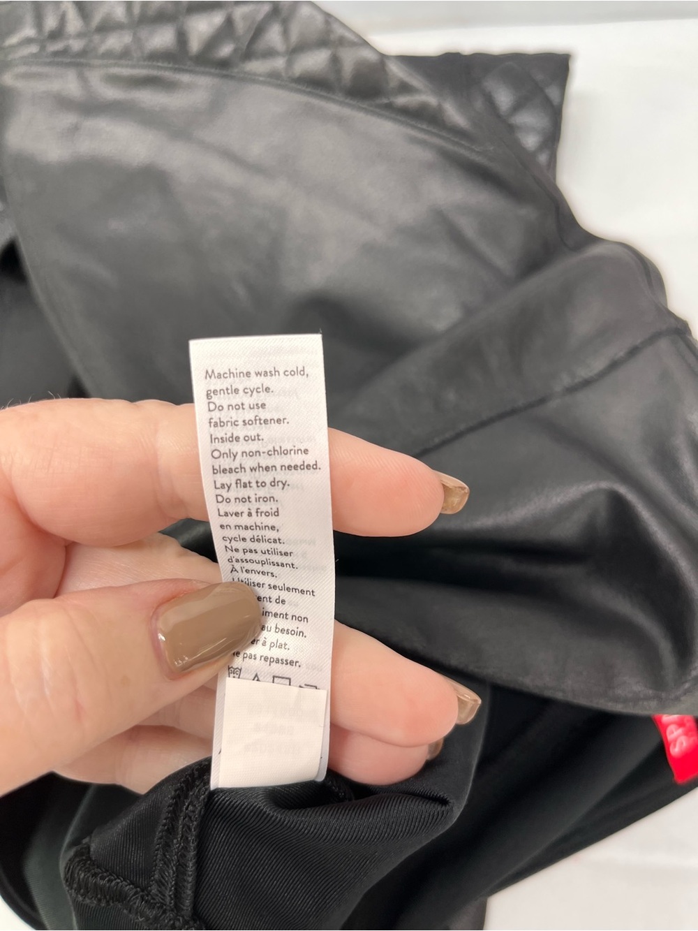 SPANX Black Quilted Faux-Leather Girls' Leggings - Picture 10 of 10